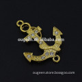 Wholesale designs gold and silver crystal rhinestone ship anchor for DIY bracelet zinc alloy anchor jewelry connector